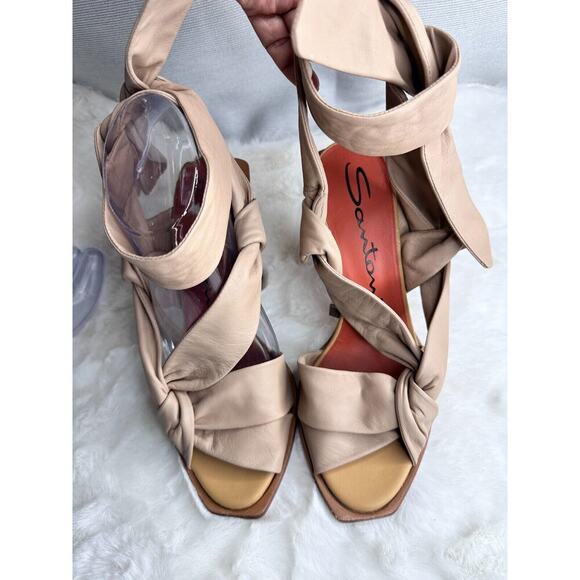 Santoni Tan Leather Straps Women's High Heel Sandal Pump Size UE 37 - Picture 4 of 16
